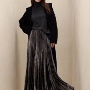 Banana Republic Shiny Gunmetal Maxi  Skirt